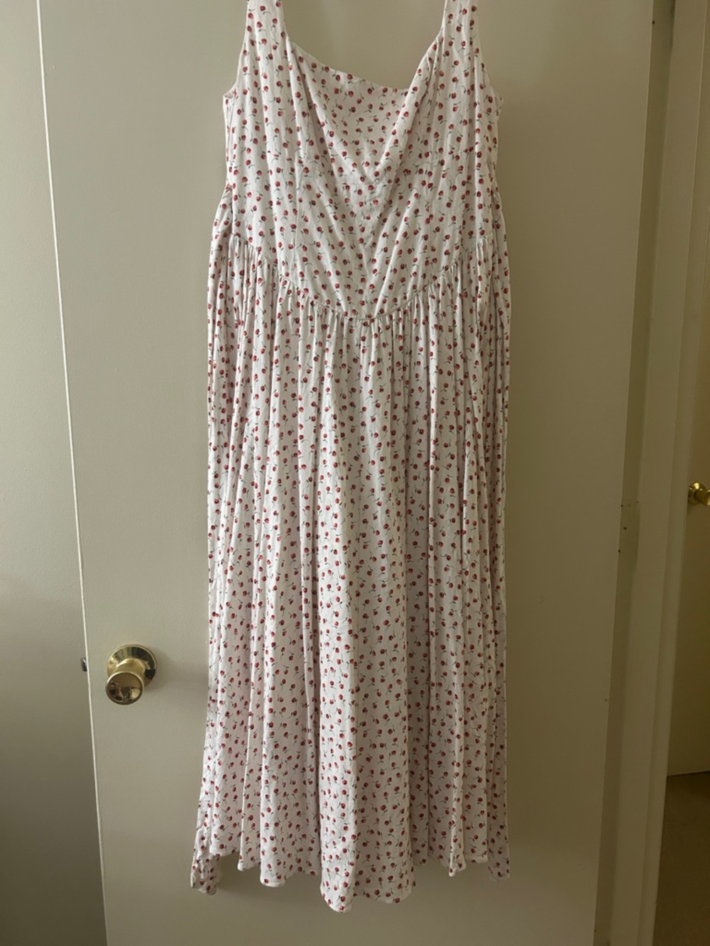 Caroline Constas White Dress with Red Floral Print